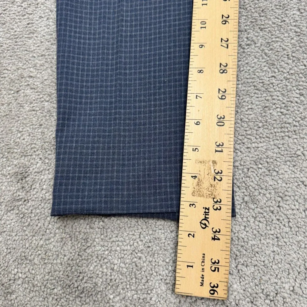 Banana Republic Slim Fit Dress Pants Mens 36x34 Blue Grid Check Stretch Trouser